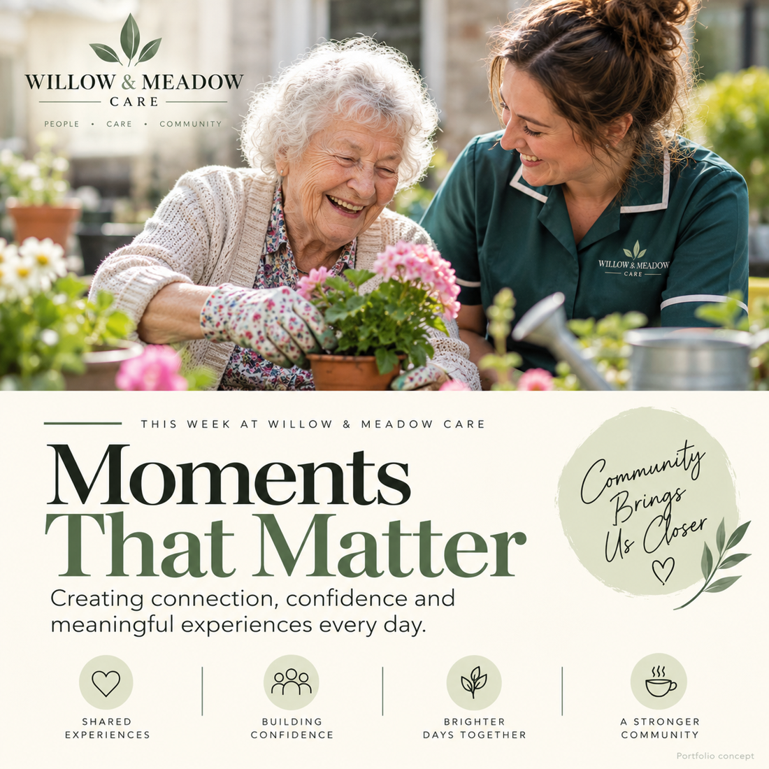 Sample care moments storytelling social media graphic